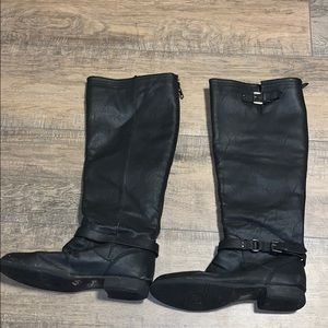 Tall black boots with zipper